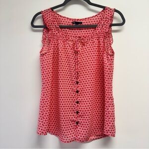 GAP Red Sheer Geometric Print Button-Front Camisole Like New Size M